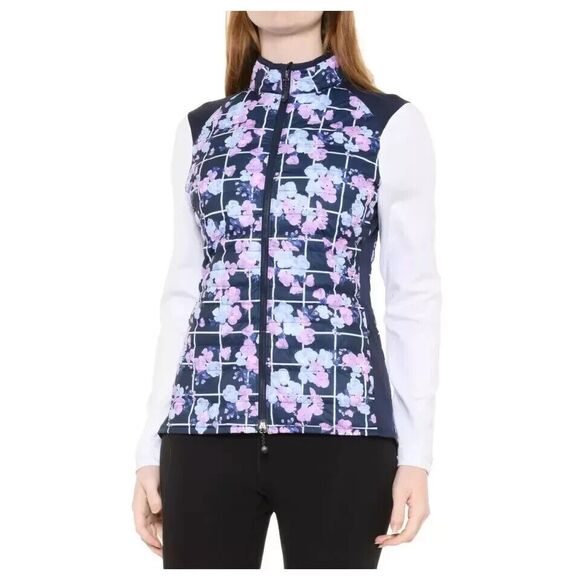 Peter Millar Jacket Women M Navy Floral Merge Hybrid Quilted Golf Preppy NWT - Picture 2 of 10